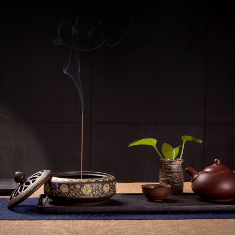 Brûleur D'encens En Céramique Mat Noir - 8,2 Cm, Ornement De Bureau Zen Et élégant