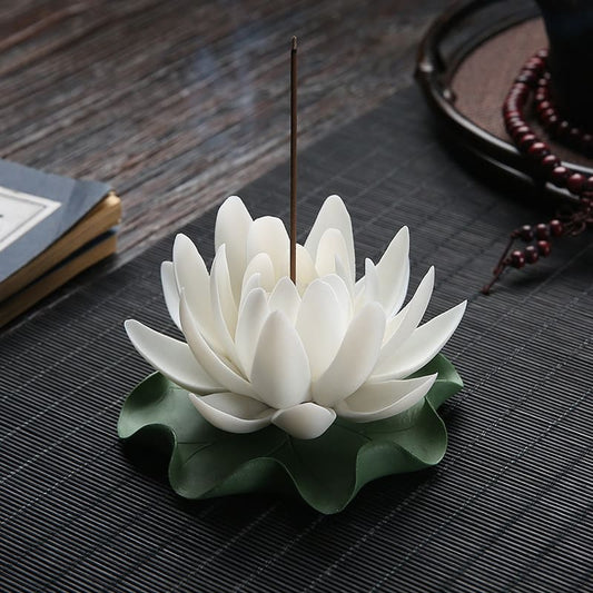 Porte encens fleur de lotus blanc